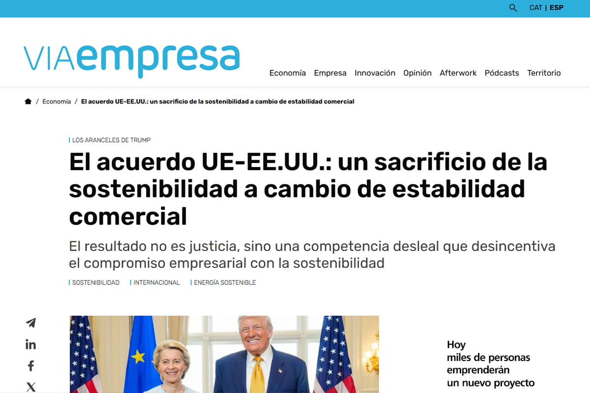 El acuerdo UE-EE.UU.: un sacrificio de la sostenibilidad a cambio de ...
